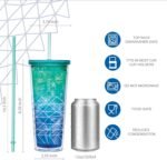 bzyoo SIP 24oz (710ml) Double Wall Plastic Tumbler with Lid and Straw Cold Drink Travel Mug Party Reusable Cup For Office Outdoor Dining Gift For Him & Her (Blue & Green) - Image 5