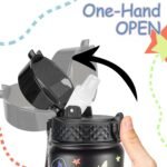 GOPPUS Kids Water Bottle (Straw Lid) - 14 Oz Stainless Steel Travel Bottle, Double Wall Vacuum Leak Proof Kids Cup for School Boys Girls,Space dinosaur - Image 5