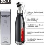 HASLE OUTFITTERS 17oz Stainless Steel Water Bottles Bulk, Vacuum Insulated Water Bottles Double Walled Reusable Metal Sports Water Bottles Keep Drinks Hot and Cold, Black, 4Packs - Image 3