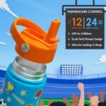 Sport Kids Water Bottle With Straw Lid 12oz Insulated Stainless Steel, Travel Tumbler, Gifts For Boys, Birthday, Christmas, Back To School - Image 4