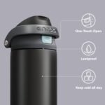 ENCOOL Leakproof Insulated Water Bottle with Straw Dual-Sip Water Bottle Bag-Safe Design for Work, Commute & Gym – Keeps Drinks Cold All Day, 24 oz, Charcoal Gray - Image 4