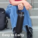 ENCOOL Leakproof Insulated Water Bottle with Straw Dual-Sip Water Bottle Bag-Safe Design for Work, Commute & Gym – Keeps Drinks Cold All Day, 24 oz, Charcoal Gray - Image 5