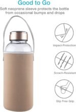 48 OZ Borosilicate Glass Water Bottle BPA Free Reusable Glass Drinking Bottle with Neoprene and Stainless Steel Lid - Image 3