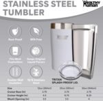 Healthy Human Stainless Steel Tumbler with Straw | Splash Proof Insulated Travel Cruiser Cup | Eco-Friendly Coffee Tumblers with Straws Cleaner & Splash Proof Lid (12oz, Pure White) - Image 3