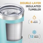 20 oz Tumbler with Lid Stainless Steel Insulated Tumblers Double Wall Vacuum Coffee Mug Powder Coated Tumbler Cups for Cold and Hot Drinks, Sky Blue, 1 pack - Image 3