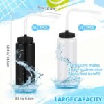 Domensi 4 Pack 1 Liter Hockey Sports Water Bottle with Long Straw BPA Free Easy Squeeze Plastic Bottle for Helmet Sport Football Lacrosse Baseball Gym Yoga(Black/translucent,Classic) - Image 4