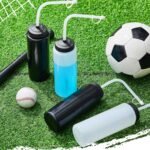 Domensi 4 Pack 1 Liter Hockey Sports Water Bottle with Long Straw BPA Free Easy Squeeze Plastic Bottle for Helmet Sport Football Lacrosse Baseball Gym Yoga(Black/translucent,Classic) - Image 6