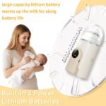 Upgrade Portable Bottle Warmer for Travel, 6 Temp with Smart Temperature Control & Night Light Display, Fast Warming, Long-Lasting Warming up to 5-8H, Comfortable Baby Feeding On The Go (6000mAh) - Image 4