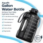AQUAFIT 128 oz Water Bottle with Time Marker - Straw & Chug Lid - BPA Free 1 Gallon Gym Water Bottle with Handle - Big Gallon Jug (Gray, 128 Ounces) - Image 3