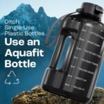 AQUAFIT 128 oz Water Bottle with Time Marker - Straw & Chug Lid - BPA Free 1 Gallon Gym Water Bottle with Handle - Big Gallon Jug (Gray, 128 Ounces) - Image 6