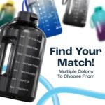 AQUAFIT 128 oz Water Bottle with Time Marker - Straw & Chug Lid - BPA Free 1 Gallon Gym Water Bottle with Handle - Big Gallon Jug (Gray, 128 Ounces) - Image 7