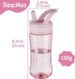 Kids Clear Water Bottle 14oz Flip with Straw Carry Handle, Leakproof, Reusable, Tritan, BPA Free, Suitable for Boys and Girls, Pink - Image 3