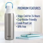 Brita Stainless Steel Premium Filtering Water Bottle, BPA-Free, Reusable, Insulated, Replaces 300 Plastic Water Bottles, Filter Lasts 2 Months or 40 Gallons, Includes 1 Filter, Stainless - 20 oz. - Image 4