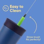 Owala Kids Insulation Stainless Steel Tumbler with Spill Resistant Flexible Straw, Easy to Clean, Kids Water Bottle, Great for Travel, Dishwasher Safe, 12 Oz, Navy and Blue (Home Base) - Image 6