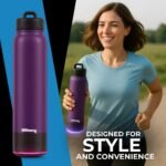 Ultimaxx Vacuum Insulated Premium Water Bottle with Rechargeable Bluetooth Speaker - Steel Double Wall Design + Lights, Convenient drinking spout, Lid Lock, and Carry Handle (700ml/23.6 oz) Purple - Image 6