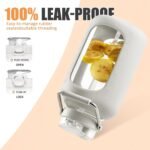 Large Glass Water Bottles with Stainless Steel Handle,100 oz Gallon Drinking Bottle with 2-in-1 Straw Lid,3 Liter Glass Water Jug with Silicone Sleeve,Wide Mouth,White - Image 5