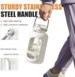 Large Glass Water Bottles with Stainless Steel Handle,100 oz Gallon Drinking Bottle with 2-in-1 Straw Lid,3 Liter Glass Water Jug with Silicone Sleeve,Wide Mouth,White - Image 6