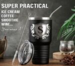 Onebttl Personalized Gifts for Men with Initials, Monogrammed Travel Tumbler for Him, Custom Coffee Cups, Unique Birthday Christmas Gifts for Men who Have Everything, Black, 30oz, B - Image 5