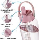 OLDLEY 32 oz Clear Water Bottle with Straw,Tritan BPA-Free, Wide Mouth, Leak Proof - for Gym, Travel, Home, School, Office (Pink) - Image 4