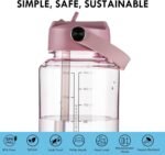 OLDLEY 32 oz Clear Water Bottle with Straw,Tritan BPA-Free, Wide Mouth, Leak Proof - for Gym, Travel, Home, School, Office (Pink) - Image 5