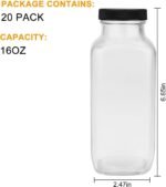 Encheng Vintage Water Bottles,Glass Drinking Bottles 16oz,Square Beverage 500ml With Lids For Kombucha,Tea,Glass Homemade Drinks,Travel Reusable Milk Juiceing 20Pack - Image 3