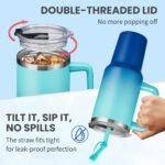 BENZZO 40 oz Tumbler with Handle and Straw Lid Travel Mugs Insulated for Hot and Cold Water Bottle Stainless Steel Coffee Cups - Image 4