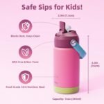 Toddler Water Bottle Stainless Steel Insulated, 12 oz Kids Water Bottle for School Boys Girls, Toddler cups with Straw (Cold for 24 Hrs, Hot for 12 Hrs), Dishwasher Safe & BPA Free & Leakproof - Image 3