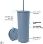 Simple Modern Insulated Tumbler with Lid and Straw | Iced Coffee Cup Reusable Stainless Steel Water Bottle Travel Mug | Gifts for Women Men Her Him | Classic Collection | 24oz | Blue Dune - Image 3