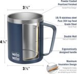 WETOWETO 14 oz Coffee Mug, Vacuum Insulated Camping Mug with Lid, Double Wall Stainless Steel Travel Tumbler Cup, Thermal Coffee Mug, Powder Coated Navy Blue - Image 3