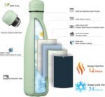 Insulated Water Bottles,17 oz Double Wall Stainless Steel Vacumm Metal Flask for Sports Travel,Macaron Green - Image 3