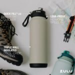 ZULU Powerfill Pro 32oz Stainless Steel Water Bottle with Quick Fill Lid, Triple Walled Vacuum Insulated Metal, Leak Proof Locking Lid, Sip and Chug, Reusable BPA Free, Ash - Image 4