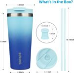 BJPKPK 22oz Insulated Tumbler With lid And Straw Stainless Steel Tumblers Travel Coffee Mug Reusable Thermal Cup,Sky - Image 3