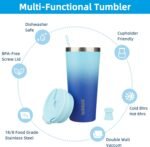 BJPKPK 22oz Insulated Tumbler With lid And Straw Stainless Steel Tumblers Travel Coffee Mug Reusable Thermal Cup,Sky - Image 4