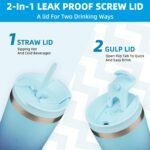 BJPKPK 22oz Insulated Tumbler With lid And Straw Stainless Steel Tumblers Travel Coffee Mug Reusable Thermal Cup,Sky - Image 5