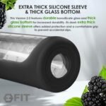 FIT Strong & Healthy 32 oz Glass Water Bottle with Straw Lid - Wide Mouth Borosilicate Glass Water Bottles with Time Marker, Silicone Sleeve & Extra Lid - 1L Large Motivational Drinking Bottle - Image 5