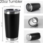 HASLE OUTFITTERS 20oz Tumblers Bulk Stainless Steel Cup with Lid Double Wall Vacuum Insulated Coffee Mug for Cold & Hot Drinks 8 Pack, Black - Image 3