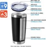 HASLE OUTFITTERS 20oz Tumblers Bulk Stainless Steel Cup with Lid Double Wall Vacuum Insulated Coffee Mug for Cold & Hot Drinks 8 Pack, Black - Image 5