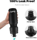 QuiFit Bike Water Bottle 2-Pack, 24oz Squeeze Bottles BPA Free, Leak Proof, Reusable Sport Jug with Dust Cover, Fit Most Bike Holders, for Cycling, Gym, Camping, Hiking(Black+Black, 24oz) - Image 5