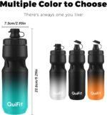 QuiFit Bike Water Bottle 2-Pack, 24oz Squeeze Bottles BPA Free, Leak Proof, Reusable Sport Jug with Dust Cover, Fit Most Bike Holders, for Cycling, Gym, Camping, Hiking(Black+Black, 24oz) - Image 6
