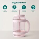 REDUCE WaterDay 80 oz Water Jug with Time/Ounce Markings - Spill-Proof Straw, Durable Tritan - Big Water Bottle for Daily Hydration - Dishwasher Safe, Clear & Easy to Clean, Pink Quartz - Image 4