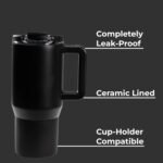 HydroJug Coffee Traveler 20 oz - Leak-Resistant, Ceramic-Lined Insulated Travel Coffee Mug for Hot or Cold Drinks with Flip Lid & Handle, Dishwasher Safe Coffee Tumbler, Black - Image 4