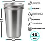 12 Pack 16oz Stainless Steel Pint Cup,Healthy Unbreakable and Stackable,Metal Drinking Glasses，Beer Glasses - Image 3