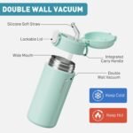 10oz Small Insulated Water Bottle with One-Touch Soft Straw Lid, Double-Wall Vacuum Small Travel Water Bottle for Cold&Hot Drinks–Leak-Proof, Mini Flask for Handbag, Yoga, Sport(Mint) - Image 4