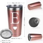 Personalized Initial Gifts 20 Ounces Stainless Steel Travel Car Tumbler Rose Gold Insulted Mug Wedding Bridesmaid Birthday Graduation Gift for Men Women Monogrammed Gift (E) - Image 3