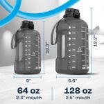 AQUAFIT Half Gallon Water Bottle with Time Marker - Straw & Chug Lid - BPA Free Gym Water Bottle with Straw - Big Gallon Jug (Gray, 64 oz - 2in1 Lid) - Image 6