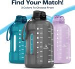 AQUAFIT Half Gallon Water Bottle with Time Marker - Straw & Chug Lid - BPA Free Gym Water Bottle with Straw - Big Gallon Jug (Gray, 64 oz - 2in1 Lid) - Image 7