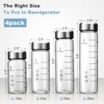 12oz Juice Bottles - 4 Pack Wide Mouth Glass Bottles with Lids- BPA Free, Stainless Steel Lids for Juicing, Smoothies, Infused Water, Beverage Storage - Leakproof, Borosilicate, Clear - Image 4