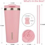 BJPKPK 22oz Tumbler With lid And Straw Stainless Steel Travel Coffee Mug Insulated Tumblers Cups,Light Pink - Image 3