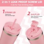 BJPKPK 22oz Tumbler With lid And Straw Stainless Steel Travel Coffee Mug Insulated Tumblers Cups,Light Pink - Image 4