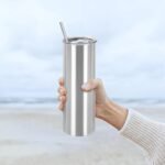 YOUKE OLA 16 Pack Stainless Steel Skinny Tumblers Blank Bulk Straight Double Wall Insulated Tumbler with Lid and Straw for, DIY Gift, 20oz Silver - Image 7